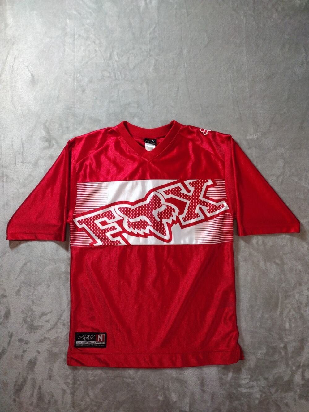 Fox Racing MTB Activewear Jersey Shirt Size Mens Medium Red/White Fox Flow